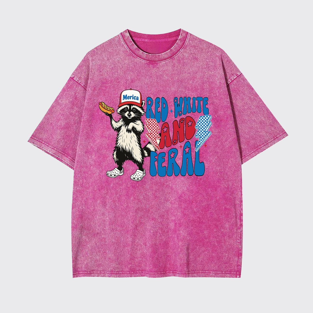 4th Of July-Red White And Feral Garment-dye Tees