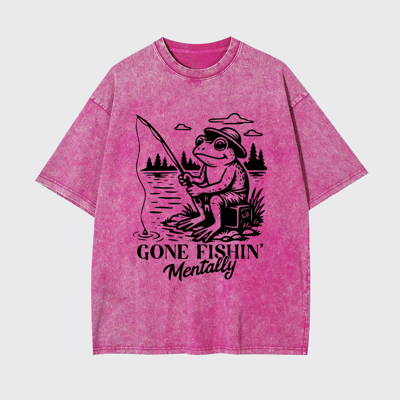 Funny Frog-Gone Fishin' Garment-dye Tees