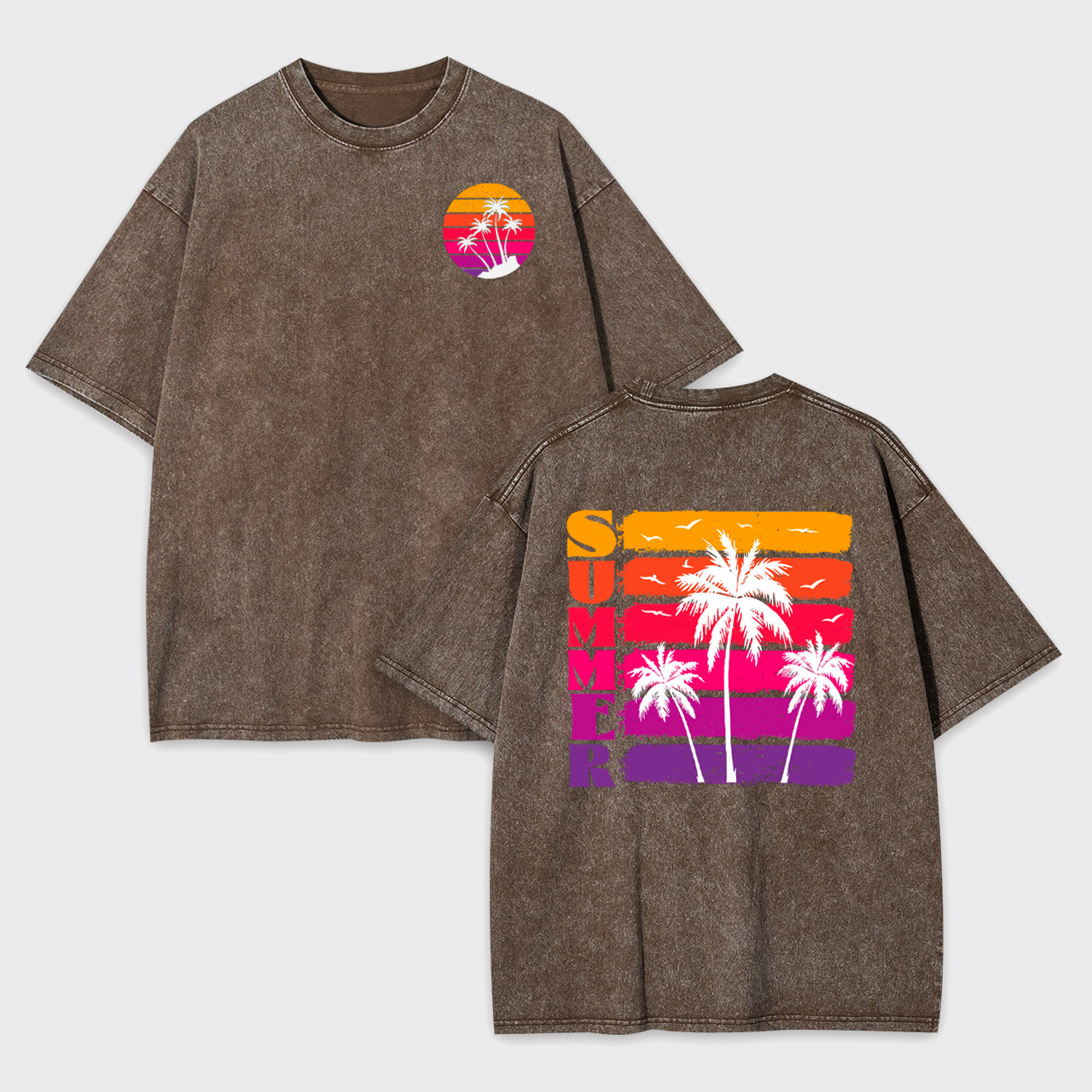 Palm Trees And Sunset Garment-dye Tees