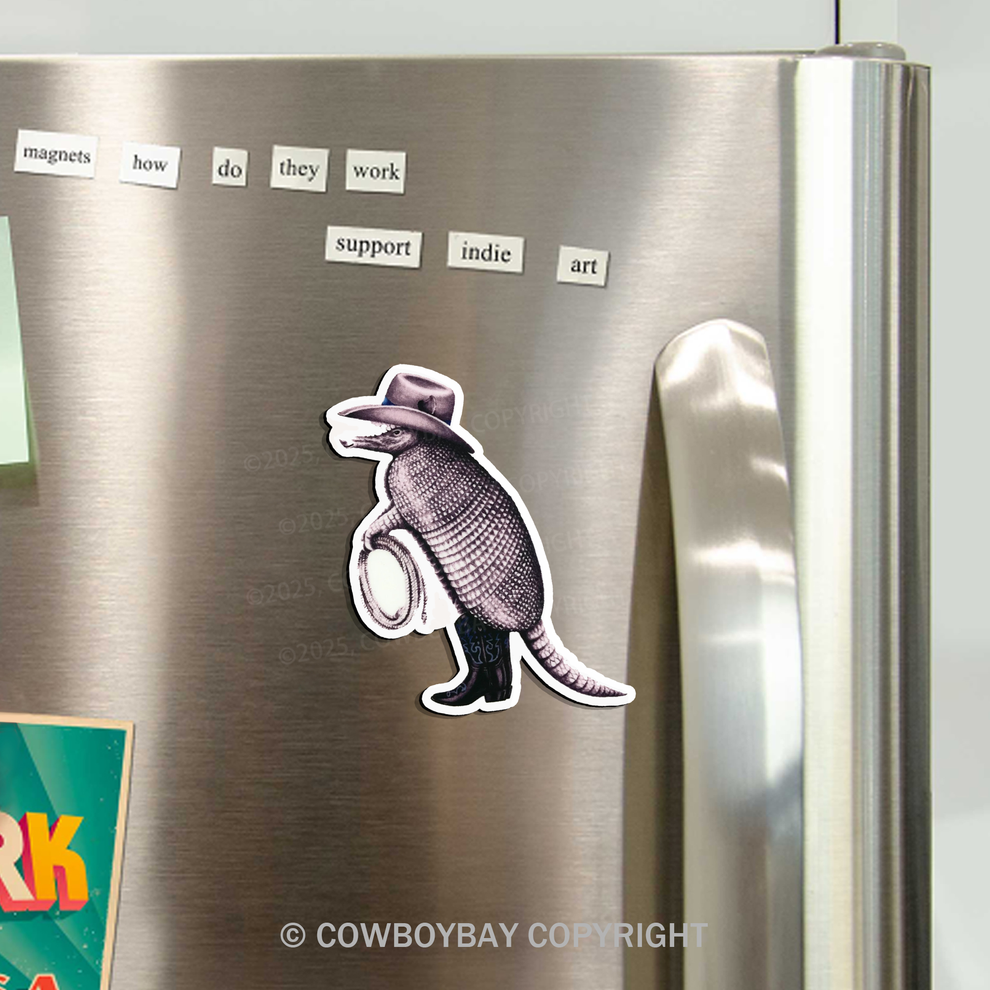 Armadillo Cowboy Fridge Magnet