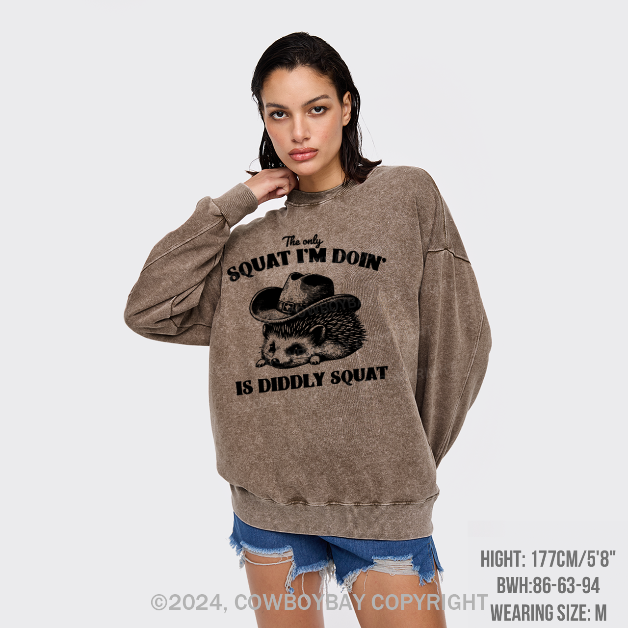 The Only Squat I'm Doing Is Diddly Squat Washed Sweatshirts