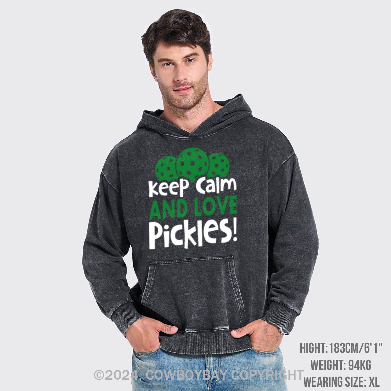 Keep Calm And Love Pickles Garment-Dye Hoodies