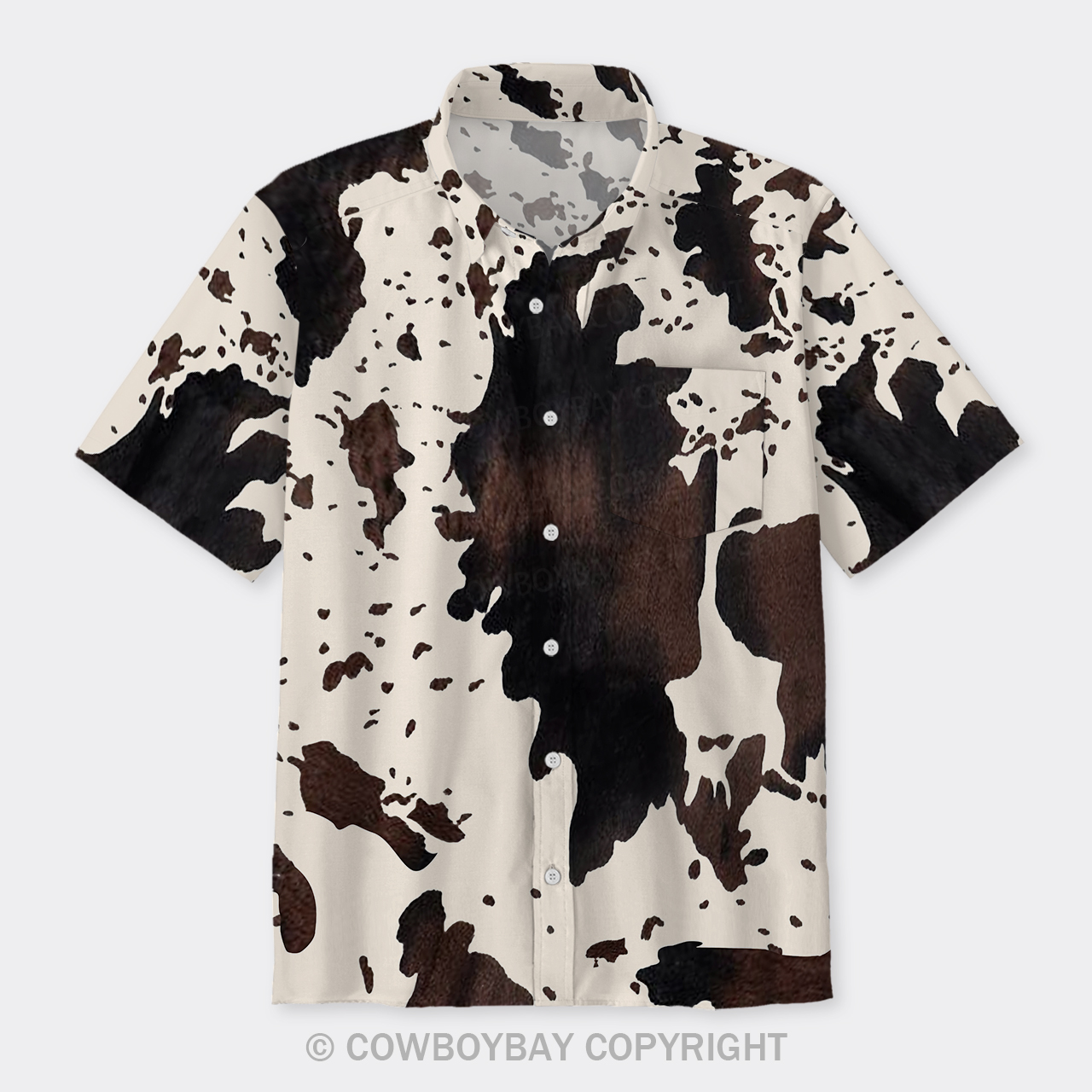 Cowhide Grain Pattern Button Up Shirts