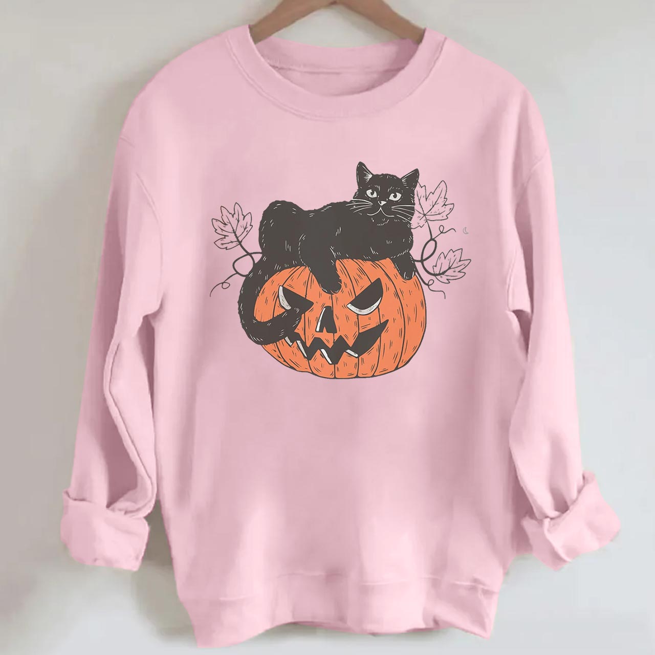 Halloween Black Cat On Pumpkin Halloween Sweatshirt