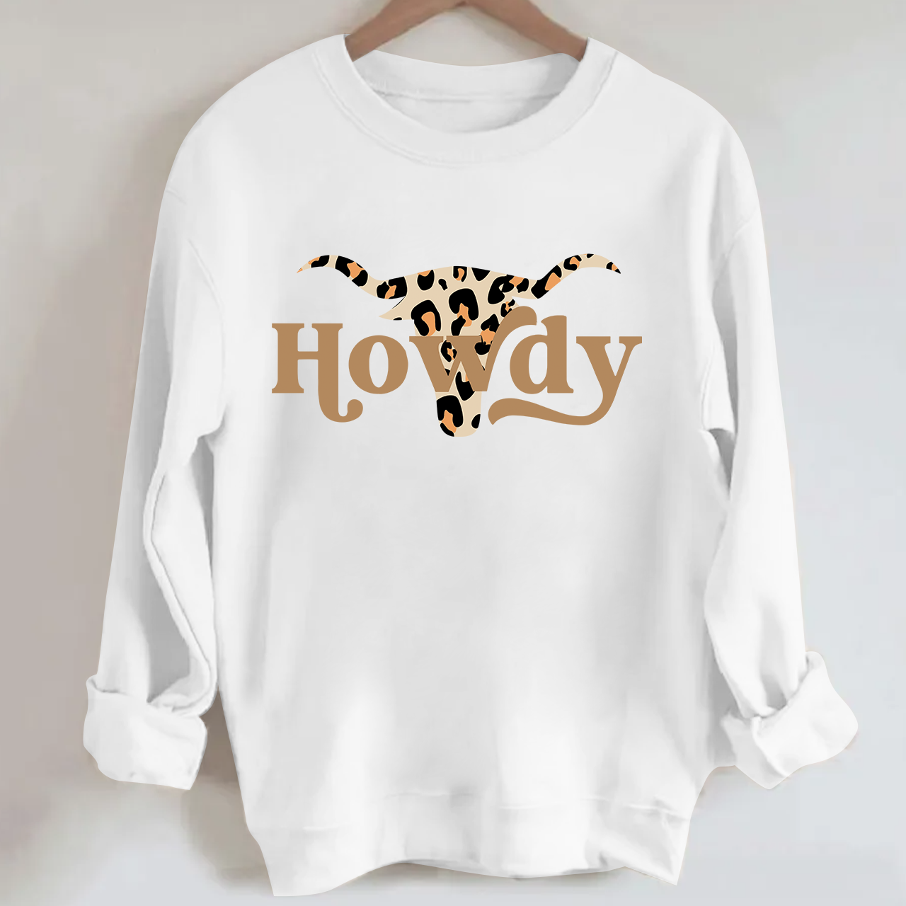 Howdy Leopard Bull Head Cowboy Sweatshirt