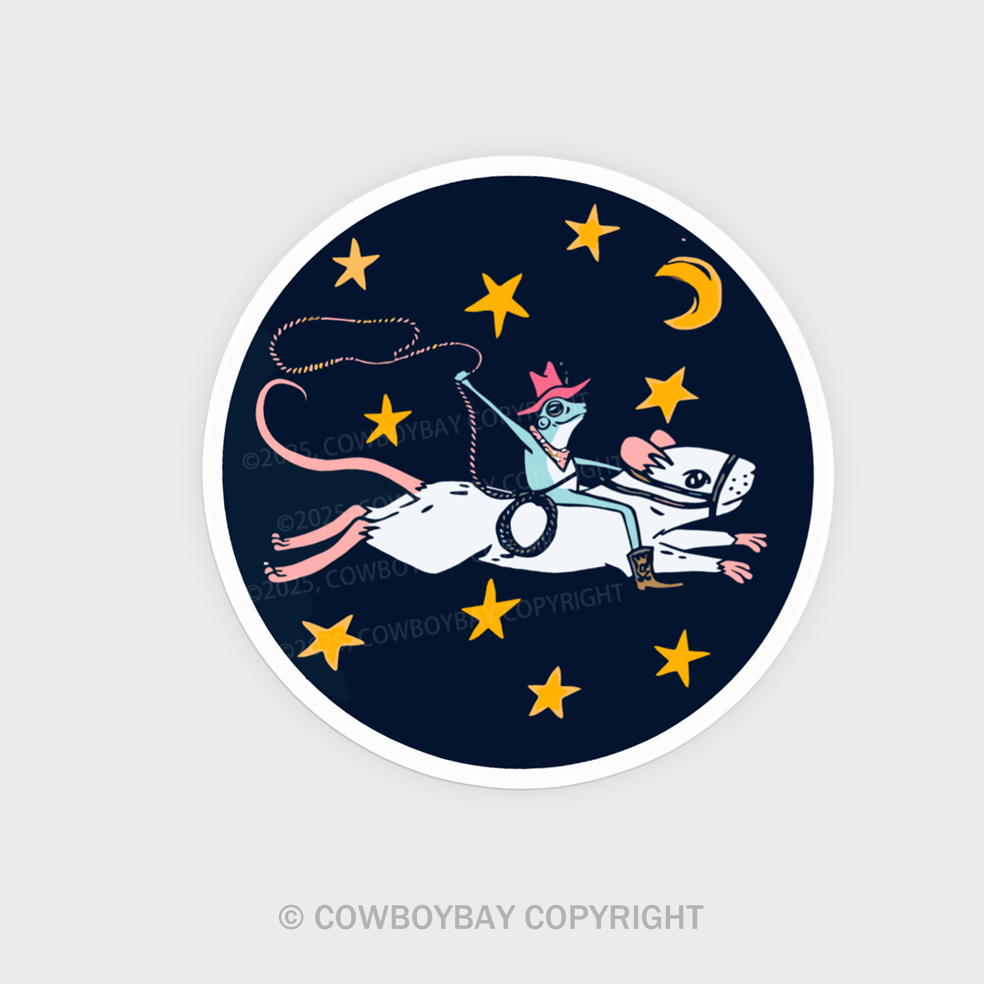 Cowboy Frog Riding Mouse Fridge Magnet
