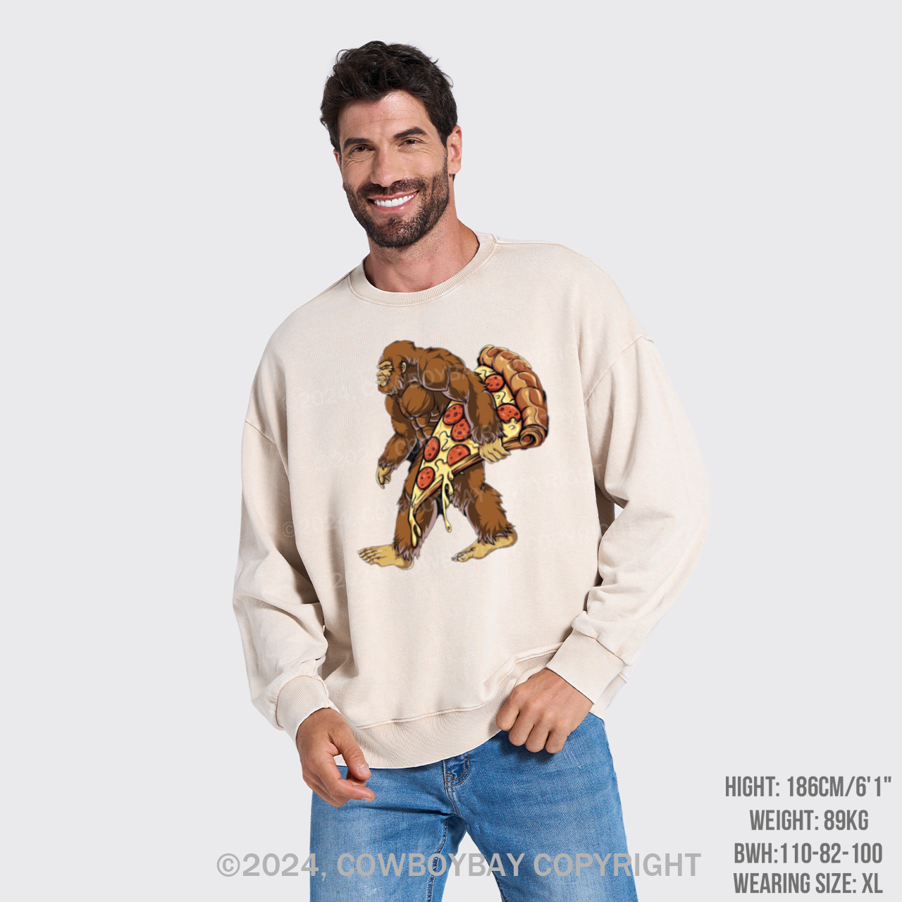 Bigfoot Pizza Washed Sweatshirts