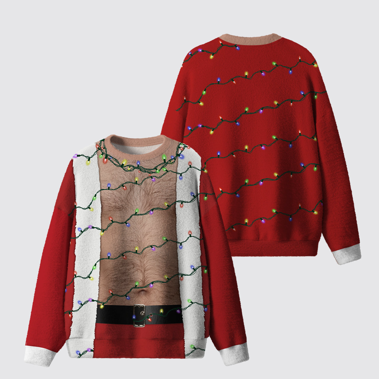 Funny Hairy Chest Santa Ugly Knit Sweatshirt