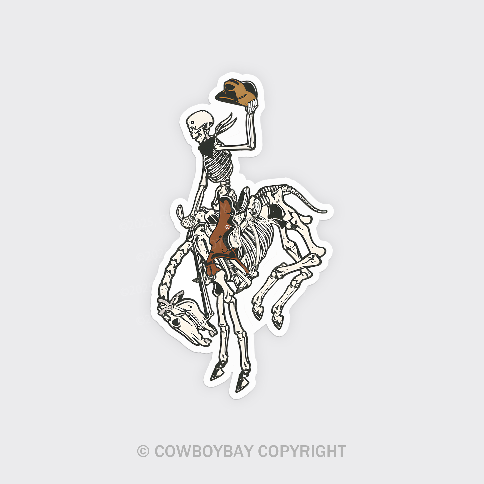 Skeleton Cowboy Riding Skeleton Horse Fridge Magnet