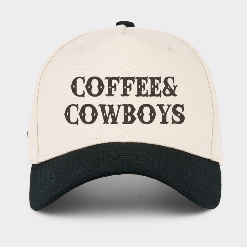 Coffee And Cowboys Embroidered Baseball Cap