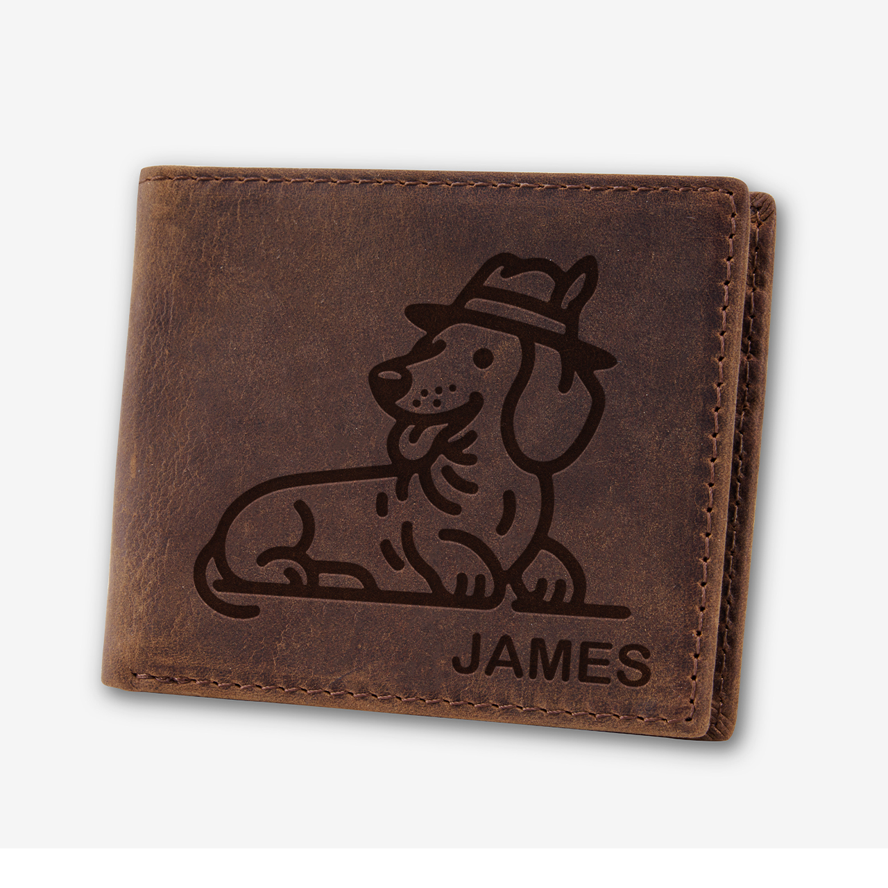 Personalized Vintage Leather Wallet_Dog