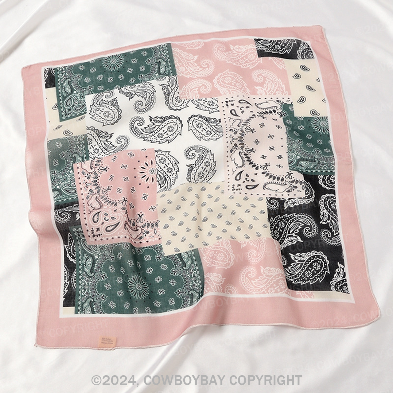 Plate Cashew Pink Square Bandana