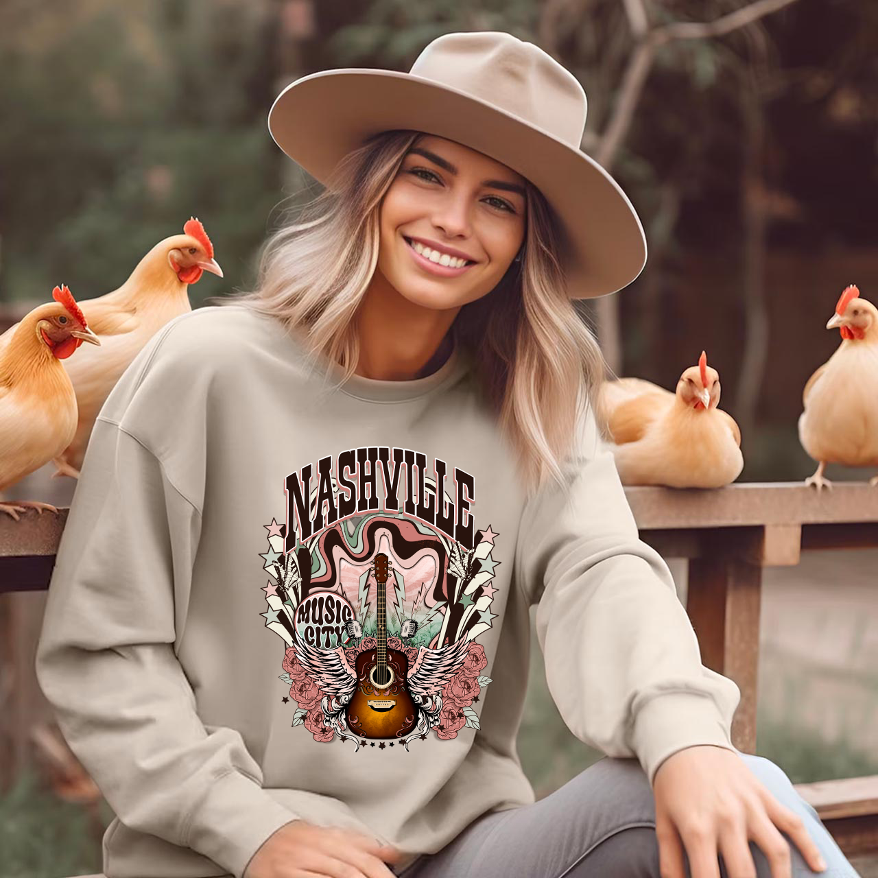 Western Nasville Music City Country Cowboy Sweatshirt