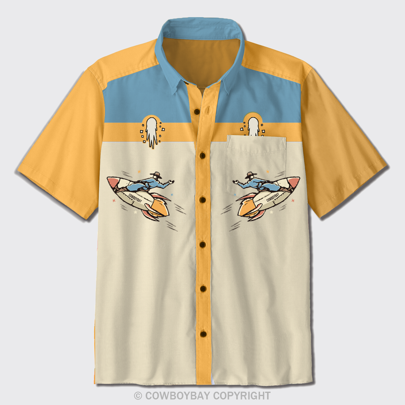 Cowboy Are Going To Outer Space Button Up Shirts
