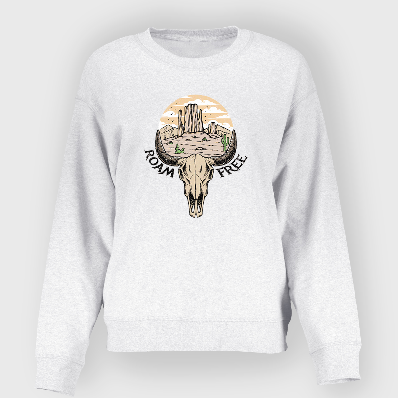 Roam Free Western Cow Skull Sweatshirt