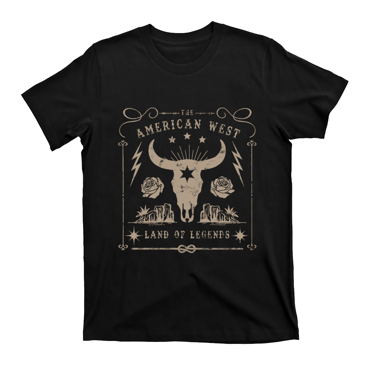 American West Vintage Aesthetic Bull Skull T-shirt
