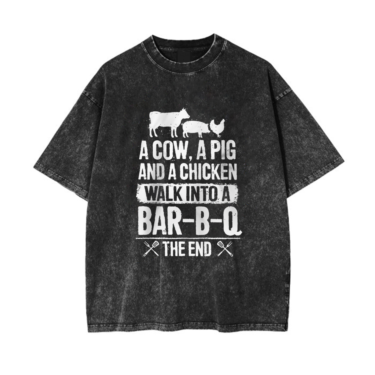 Funny Barbecue Cow Chicken Garment-dye Tees