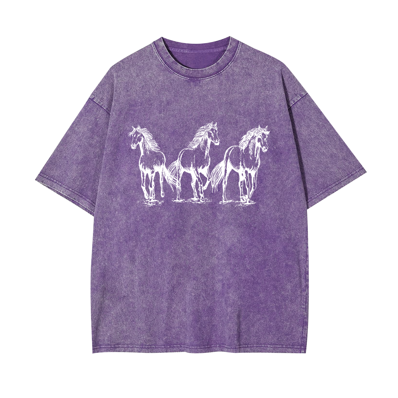 Three Horses Western Cowboy Garment-dye Tees