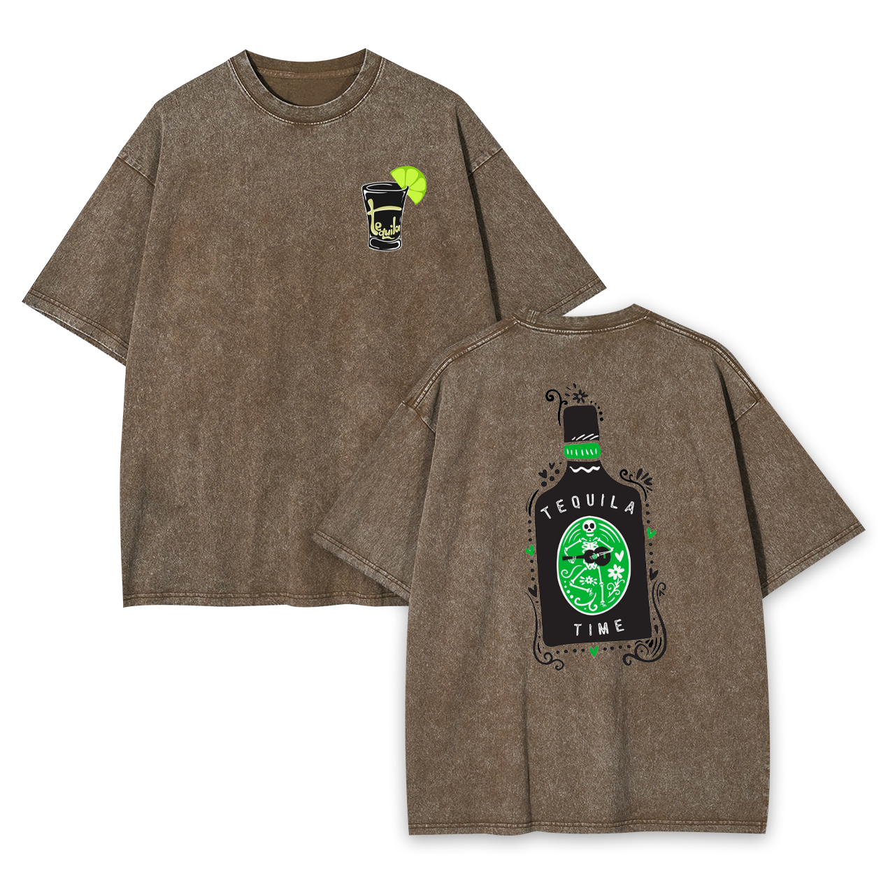 Green And Black Tequila Garment-dye Tees