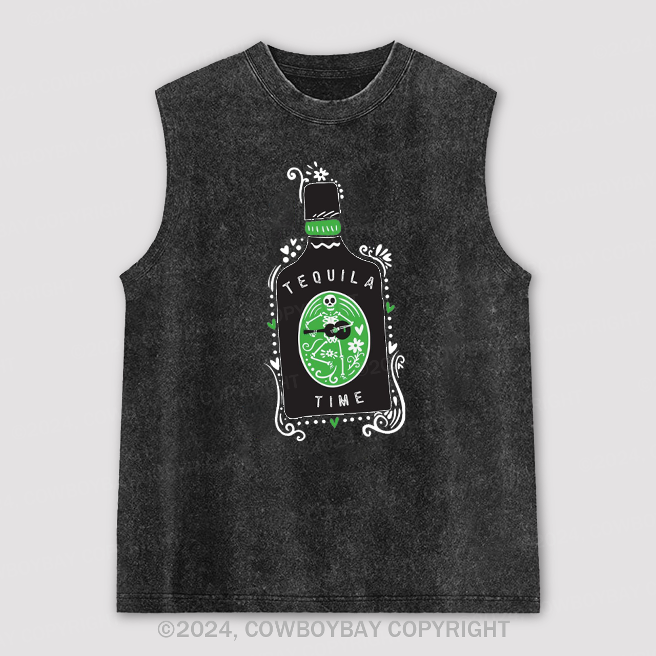 Green And Black Tequila Washed Tanks