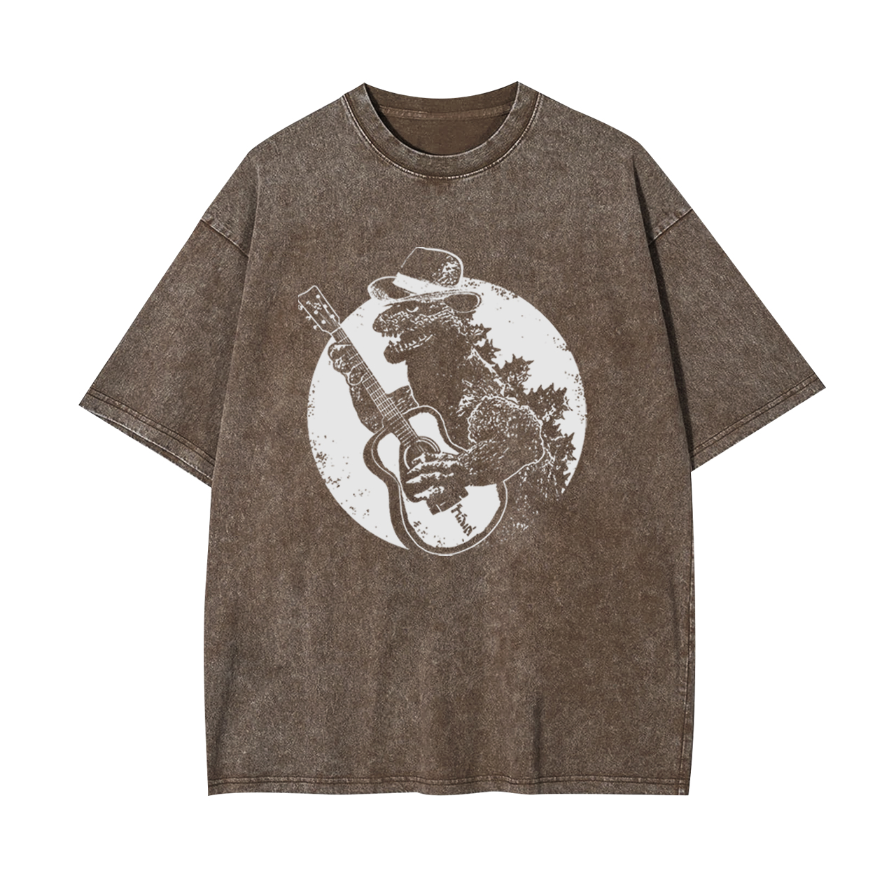 Dinosaur Playing Guitar Garment-dye Tees