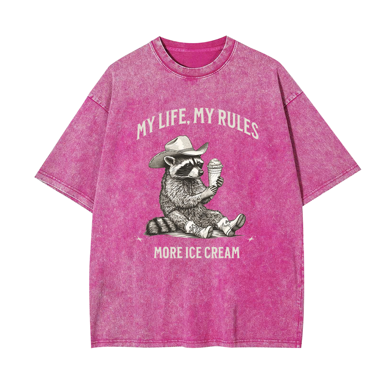 Vintage Raccoon Cowboy Ice Cream Garment-dye Tees