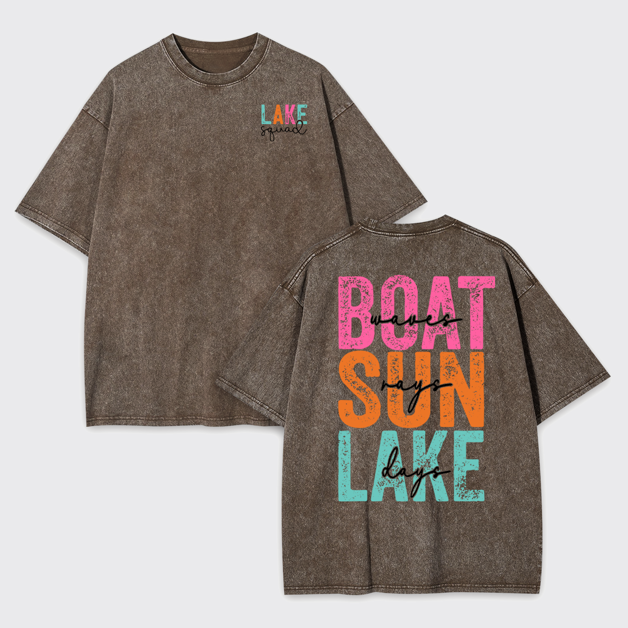 Hello Summer,Boat Waves Sun Rays Lake Garment-dye Tees
