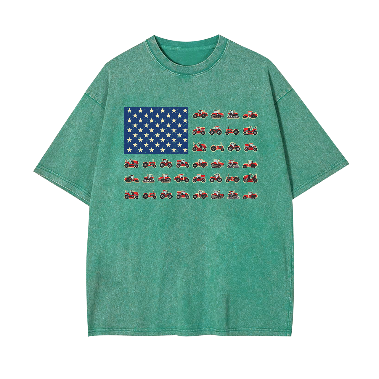 Farming Vehicles Cars Vintage Patriotic American Flag Garment-dye Tees