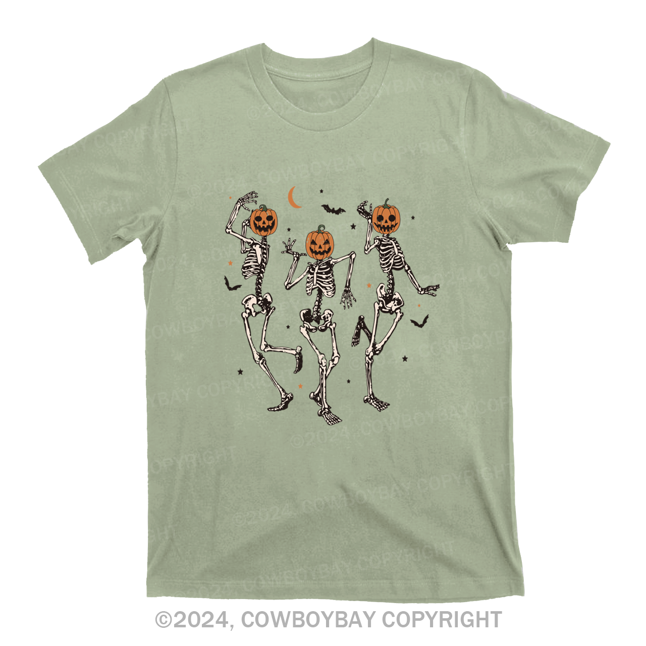 Dancing Skeleton Pumpkin Face T-Shirts