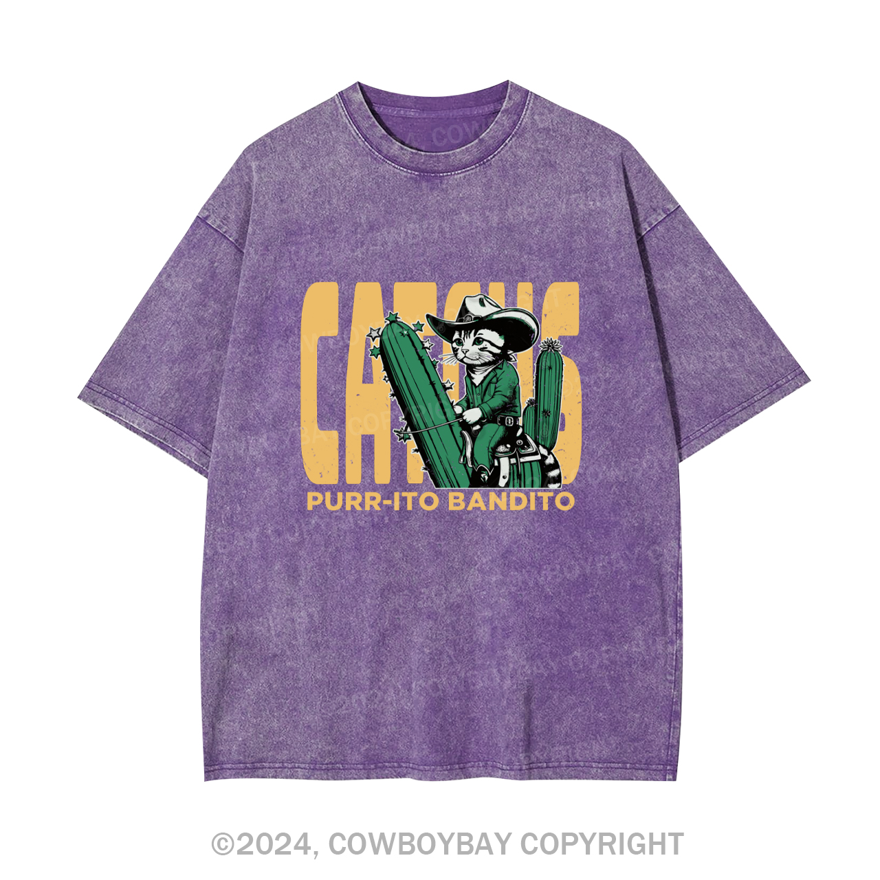 Cowboy Cat With Funny Cactus Garment-dye Tees