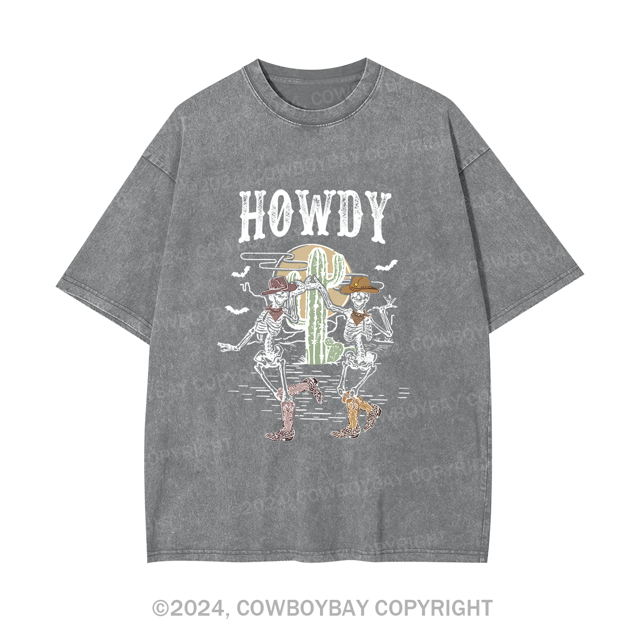 Howdy Halloween Midwest Desert Skeleton Garment-dye Tees