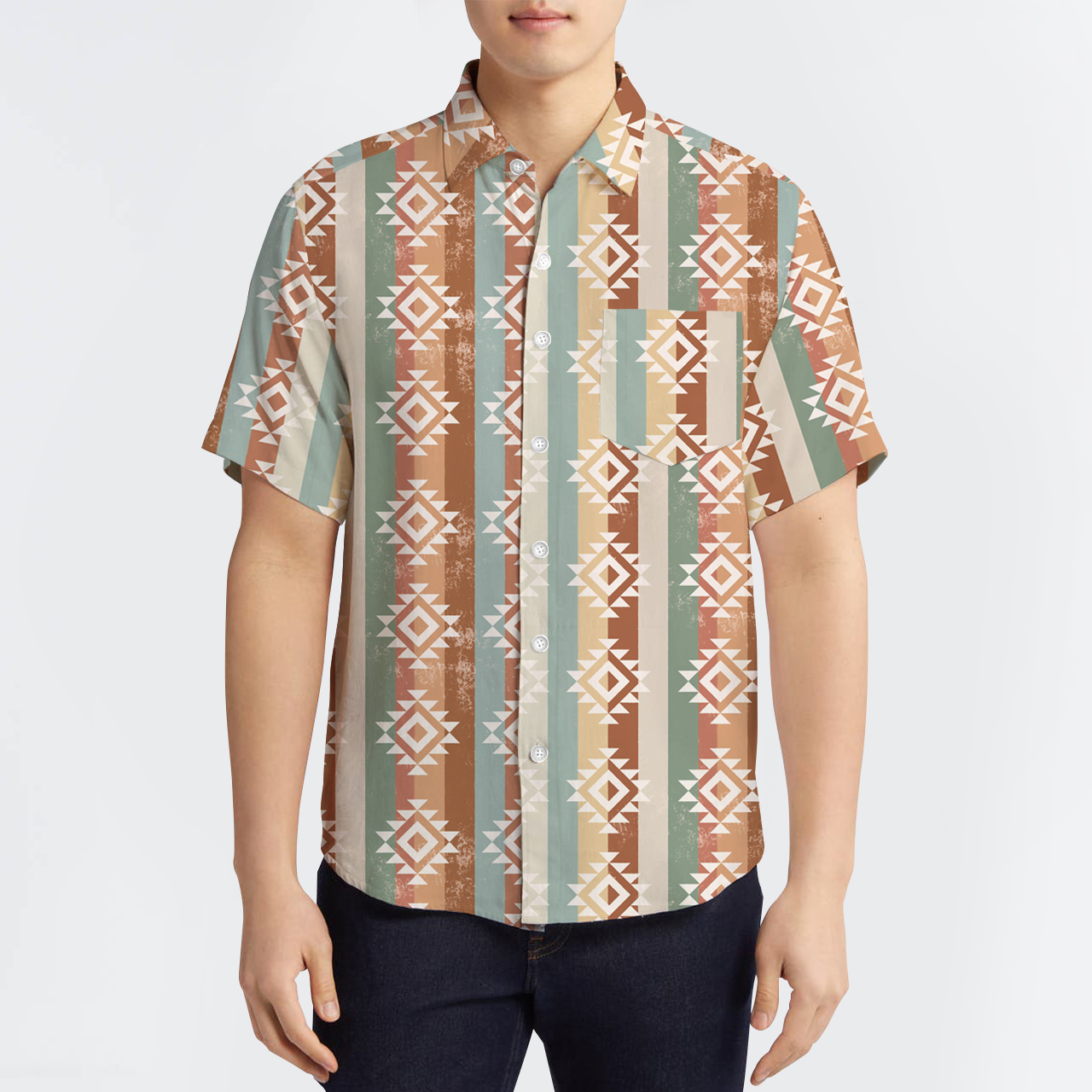 Boho Aztec Button Up Shirts