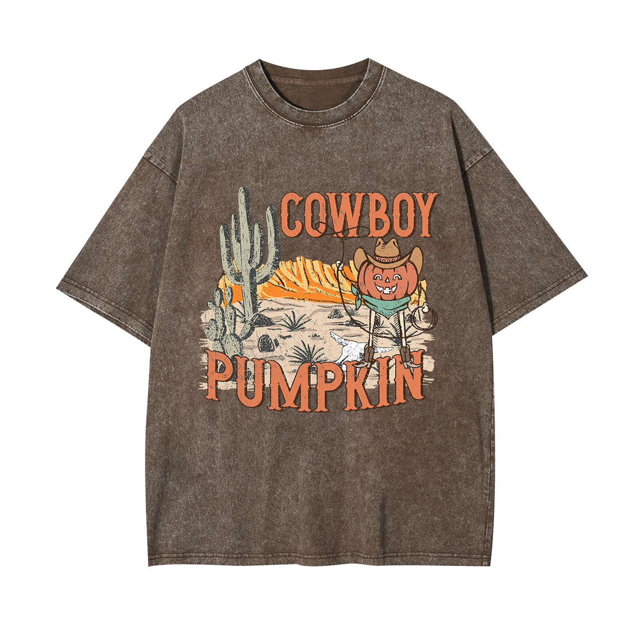 Halloween Cowboy Ghost Pumpkin Cowboy Garment-dye Tees