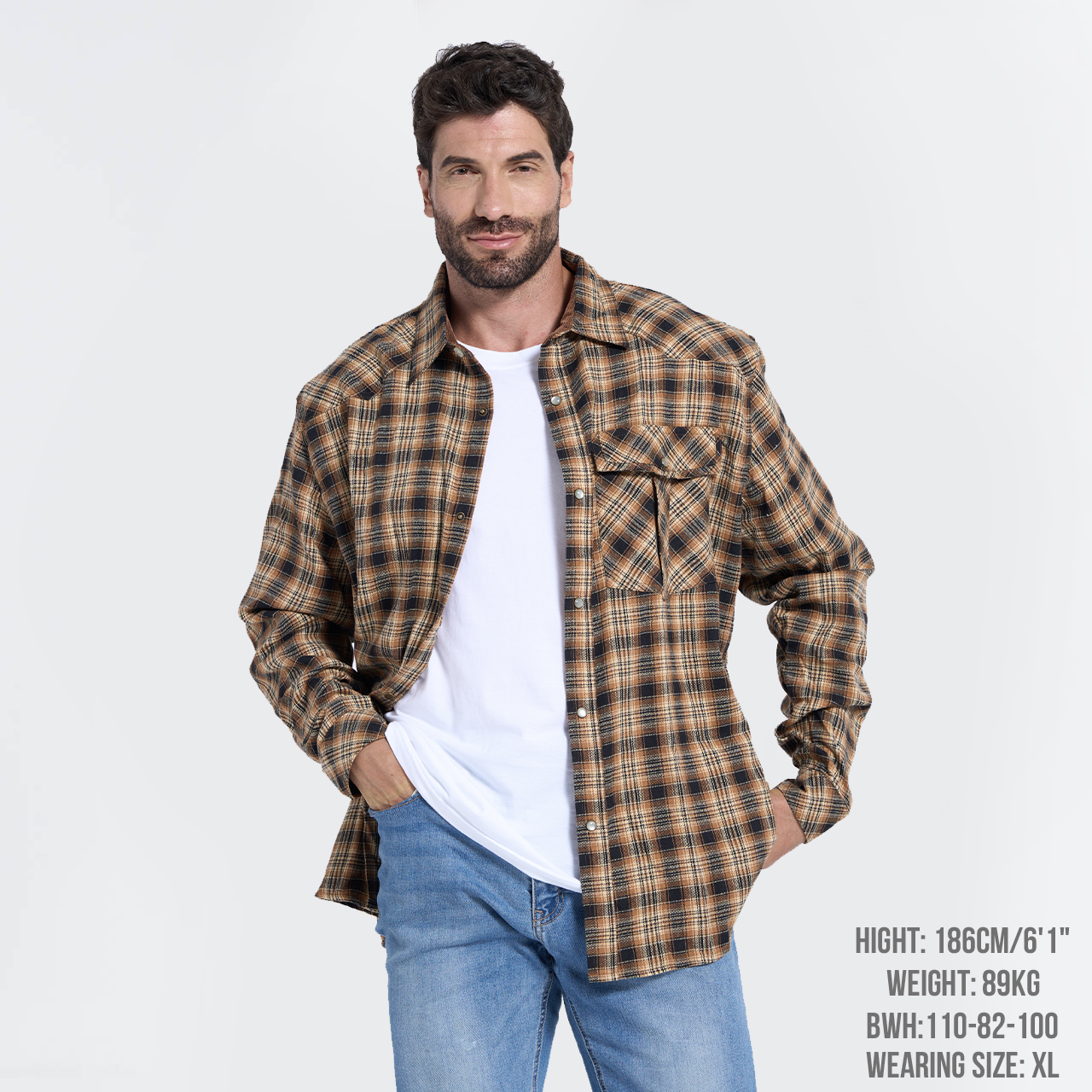 Winter Western Cowboy Flannel Plaid Shirt