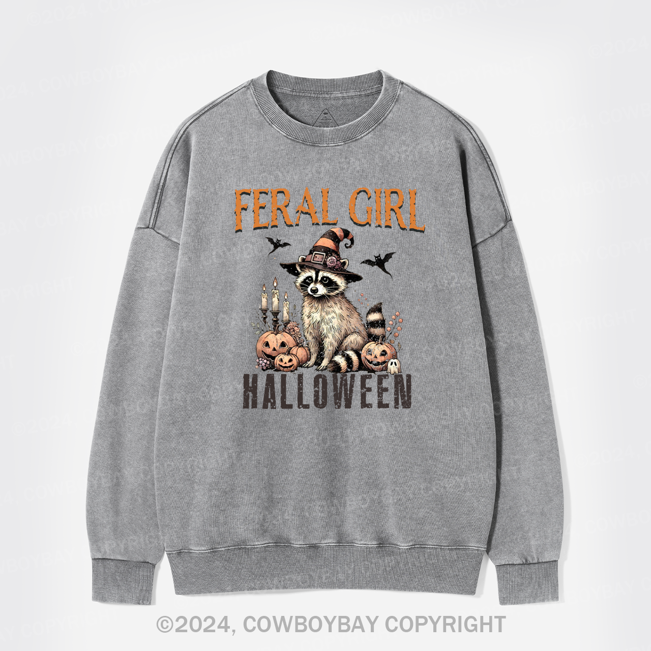 Feral Raccoon Halloween Washed Sweatshirts