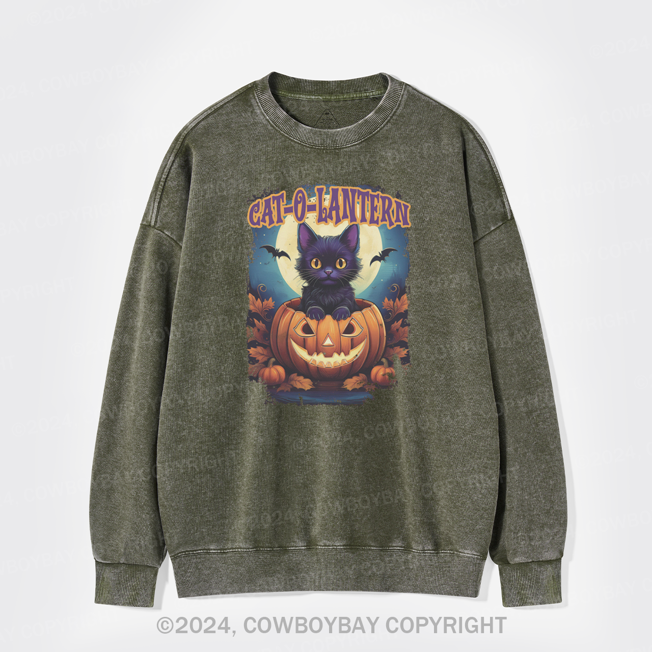 Cat-O-Lantern Washed Sweatshirts