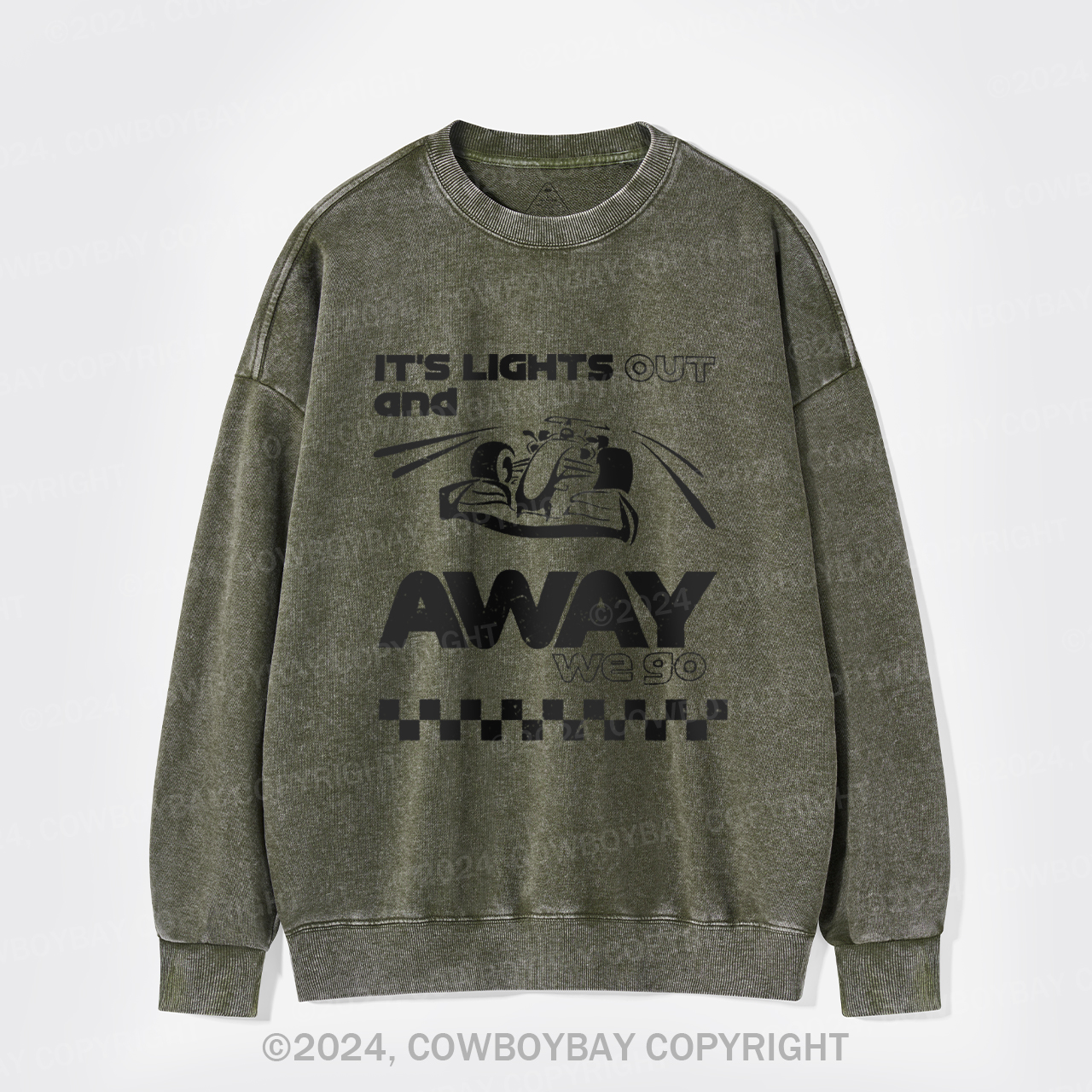 Its Lights Out And Away We Go Washed Sweatshirts