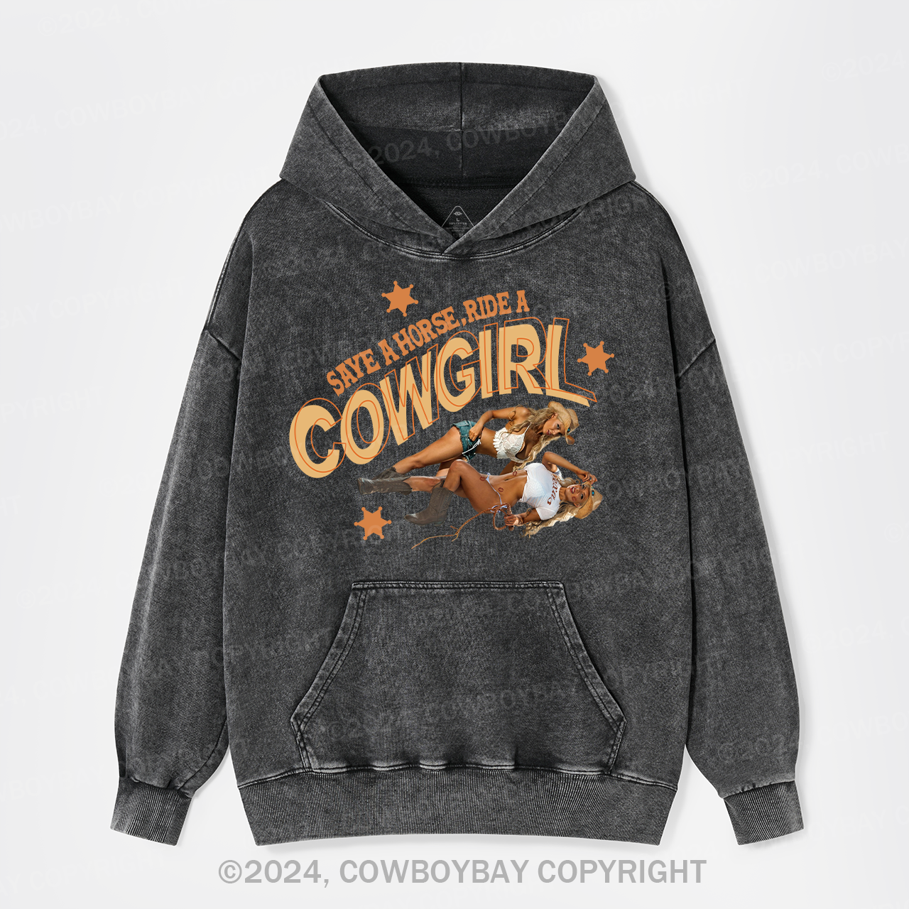 Save A Horse Ride A Cowgirl Garment-Dye Hoodies
