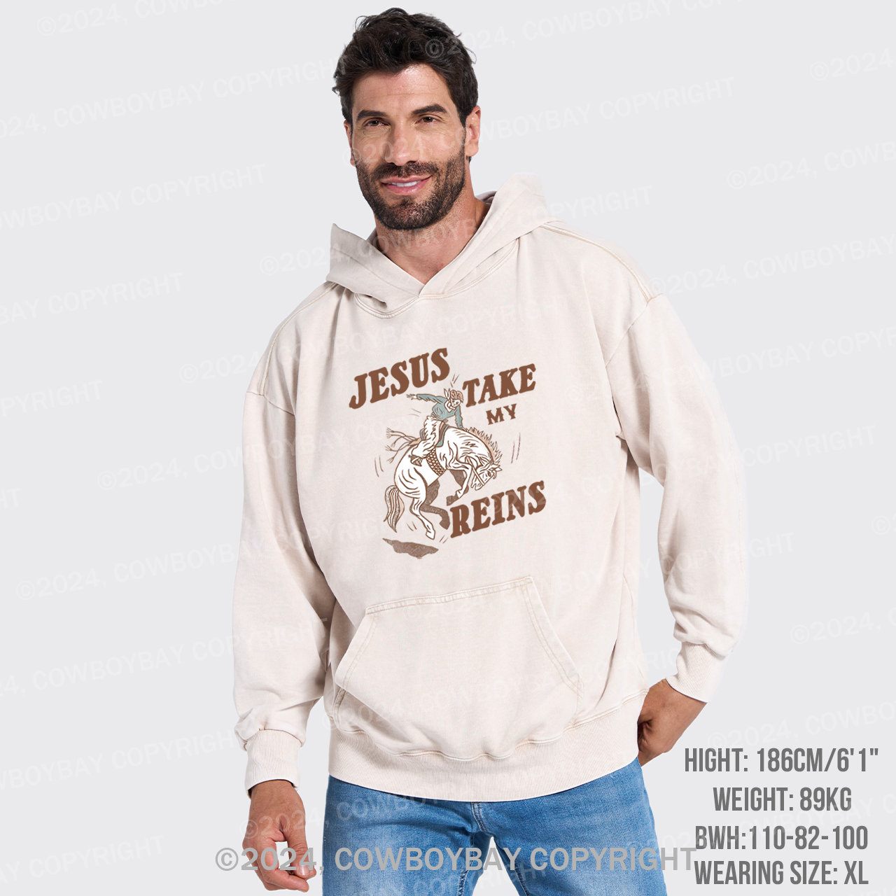 Jesus Take My Reins Garment-Dye Hoodies