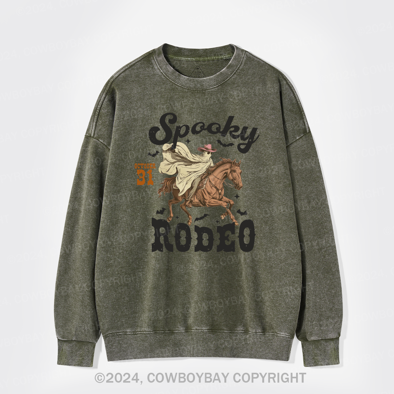 Spooky Rodeo Western Halloween Washed Sweatshirts