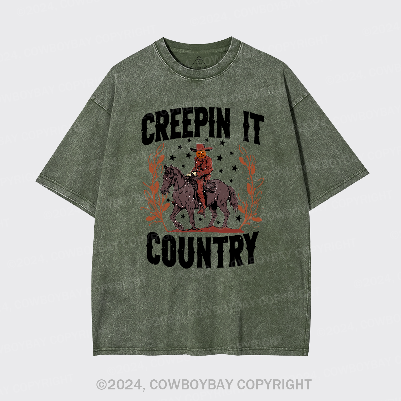 Halloween,Creepin It Country Western Garment-dye Tees