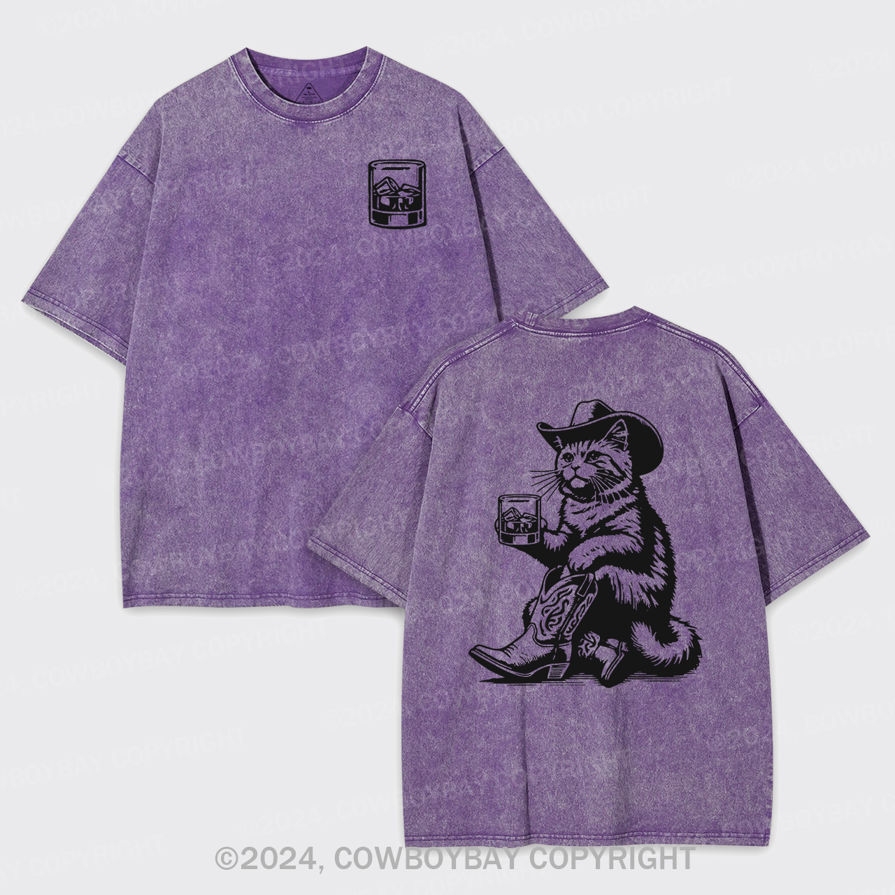 Whiskey Cowboy Cat Garment-dye Tees