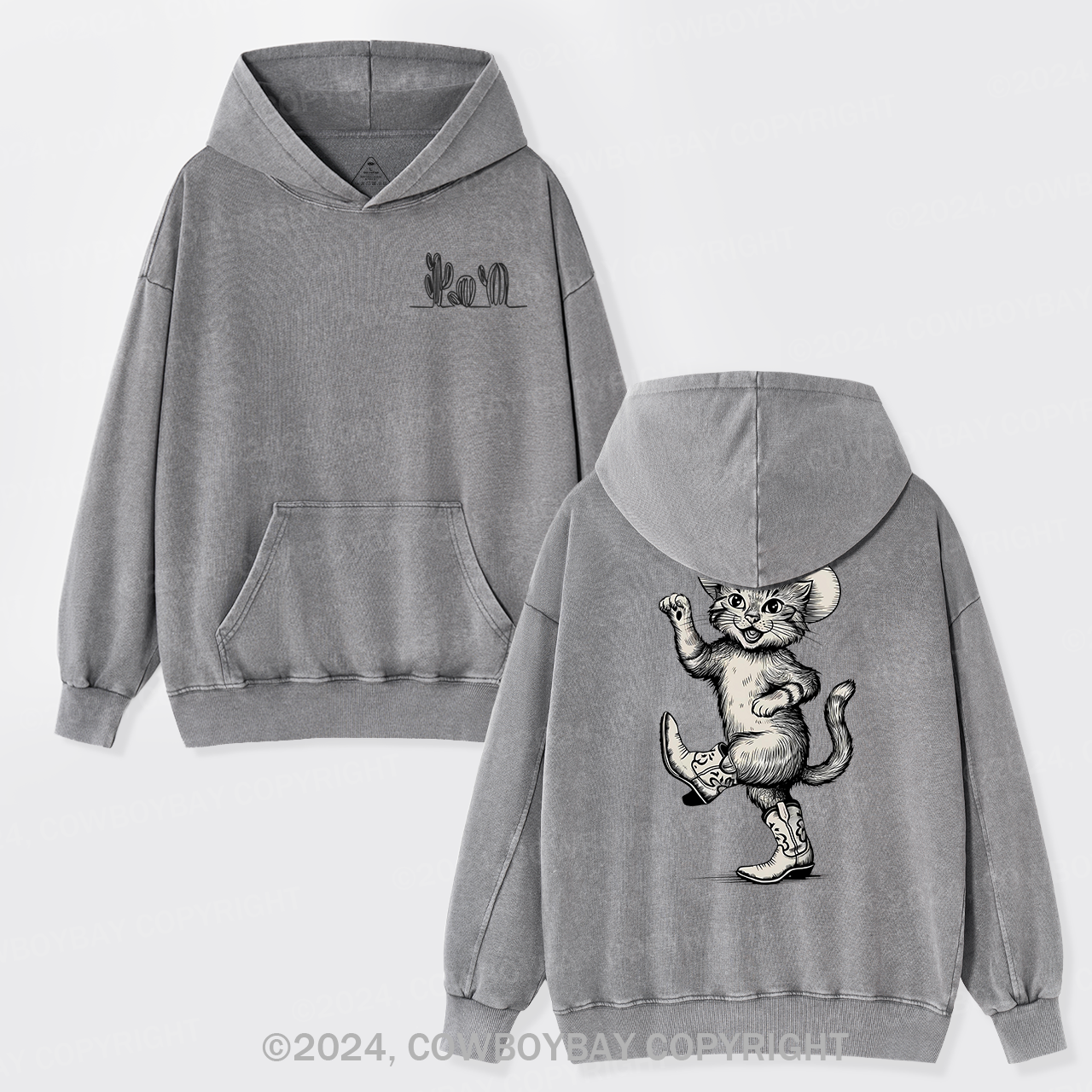 Dancing Cowboy Cat Garment-Dye Hoodies