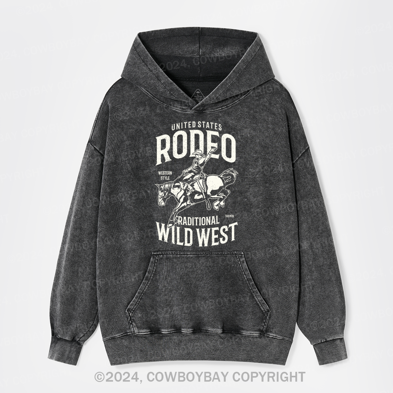 US Rodeo Raditional Wild West Garment-dye Hoodies