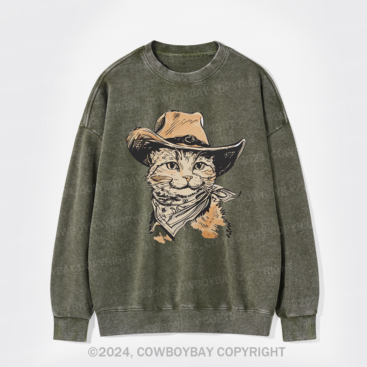 Cowboy Cats From The Wilderness Washed Sweatshirts