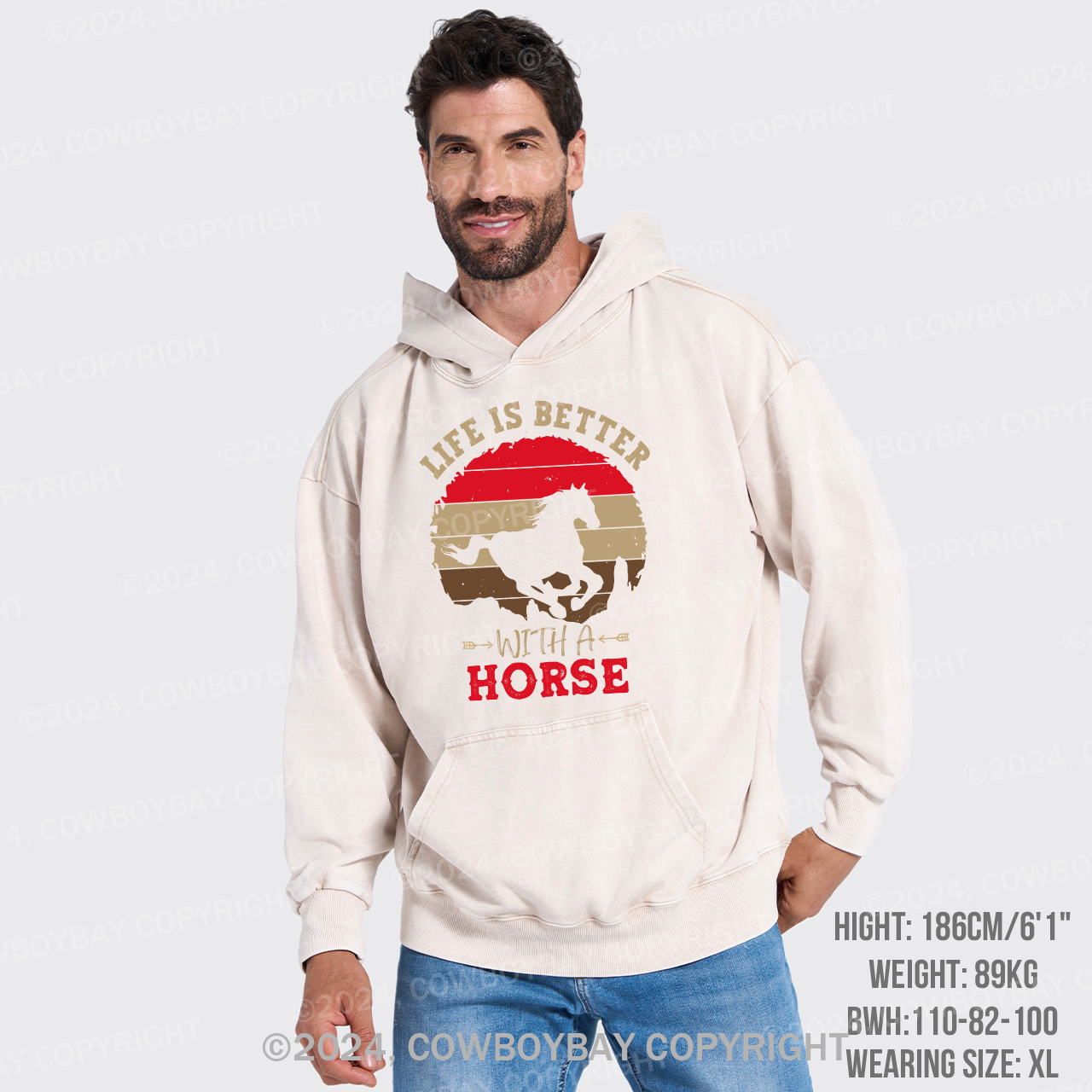 Life Is Better With A Horse Garment-Dye Hoodies