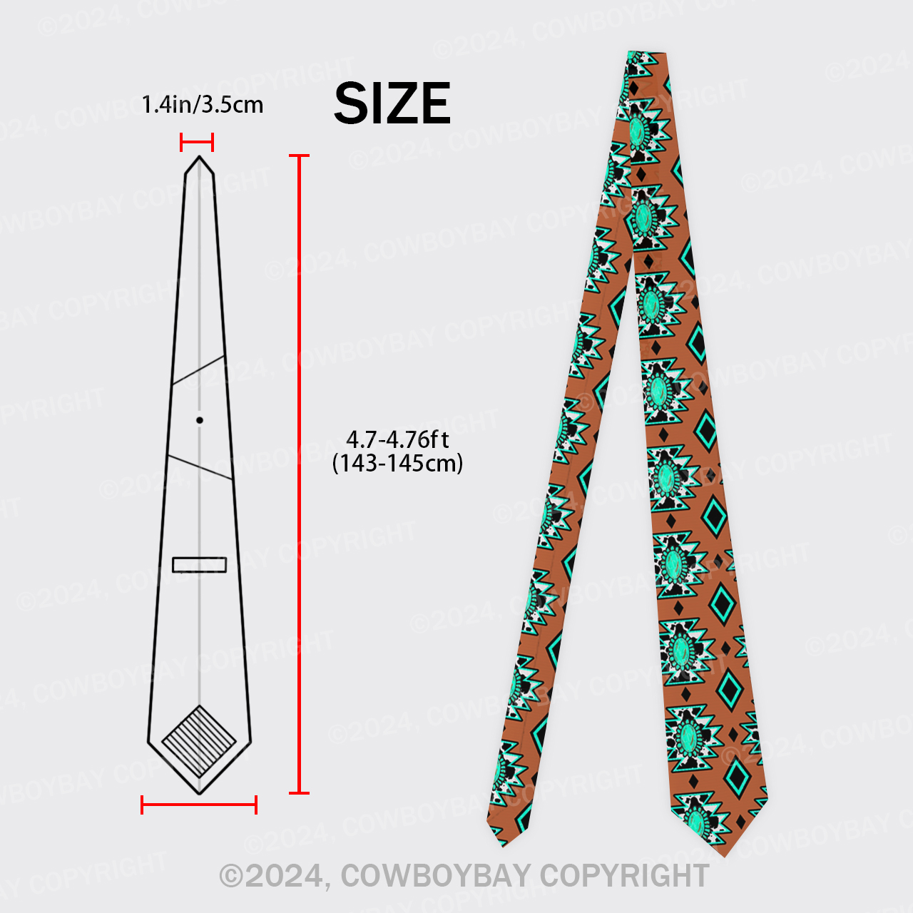 Western Aztec Silk Necktie