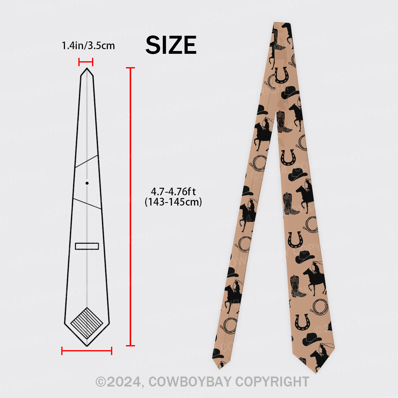 Rodeo Horse Riding Silk Necktie