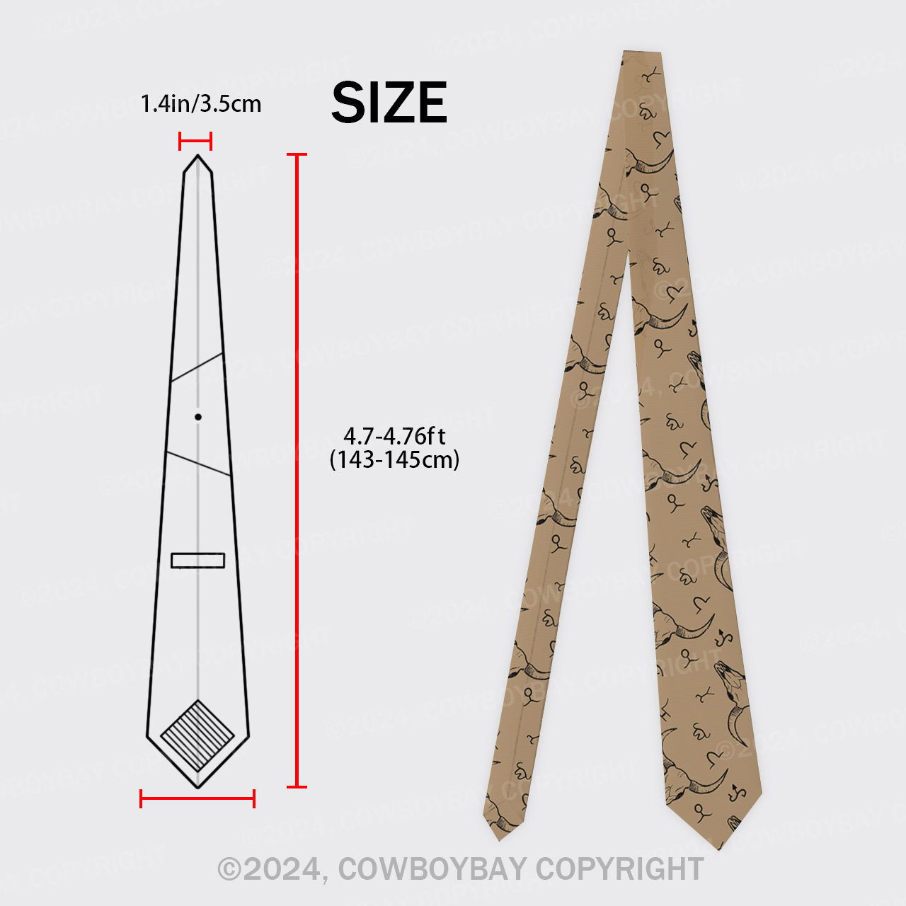 Cattle Branding Silk Necktie