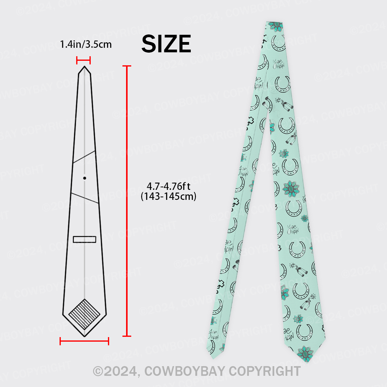 Cowboy Yeehaw Silk Necktie